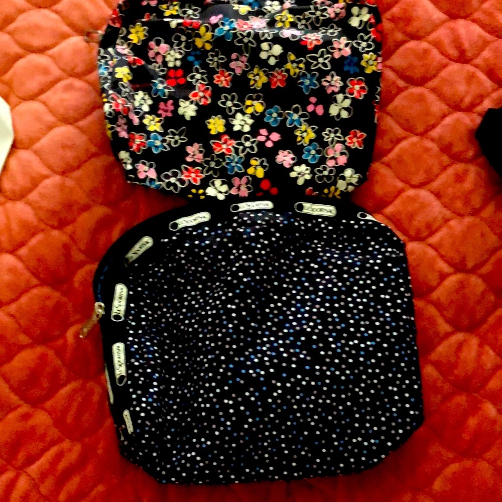 LeSportsac lot of 2 large cosmetic travel bags